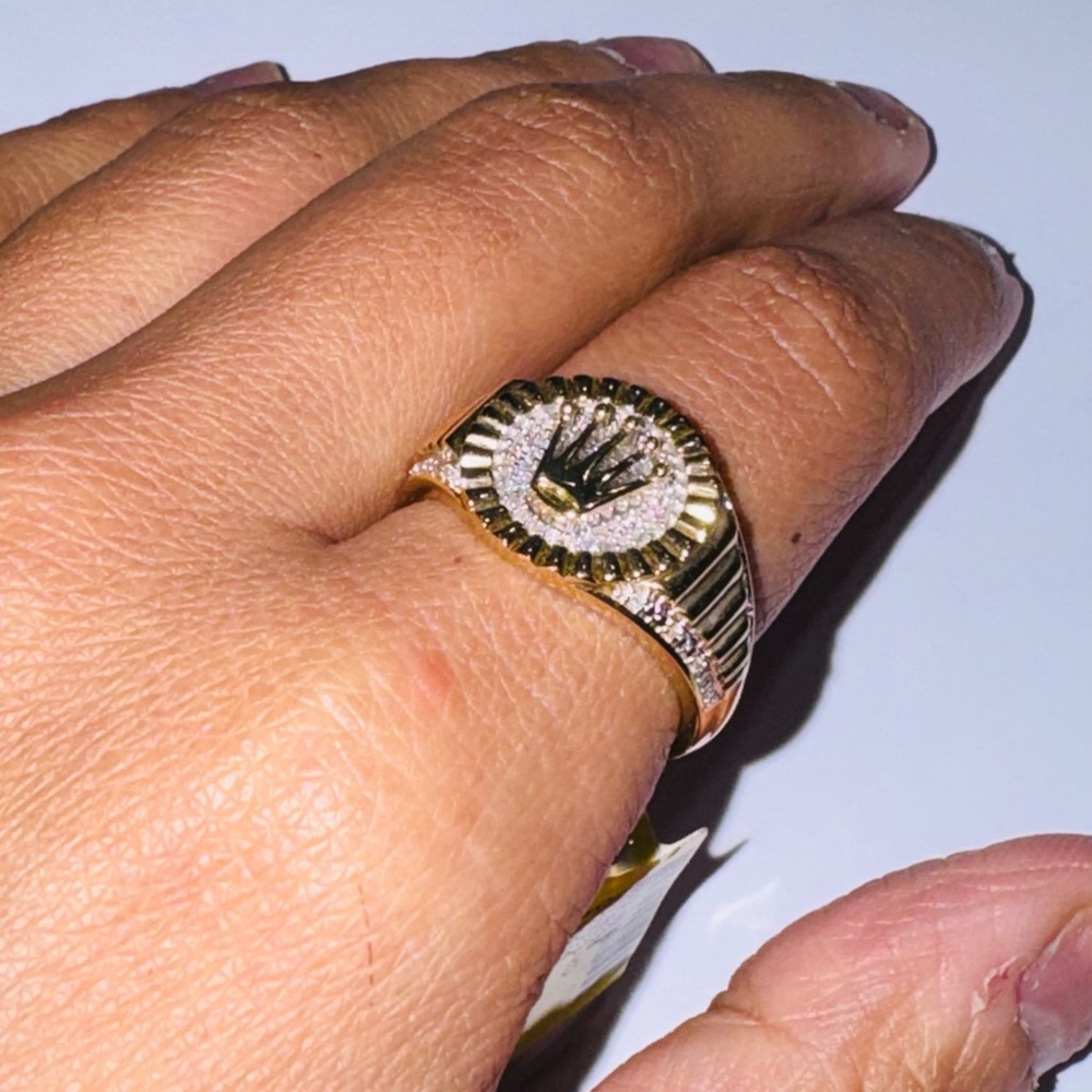 10k Solid Gold Real Diamond Mens Ring, Luxury Crown Ring, FREE APPRAISAL, SALE! - Picture 6 of 8
